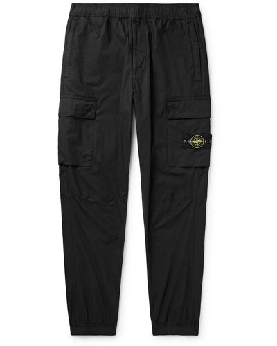 Stone Island Tapered Cotton-blend Cargo Pants - Black