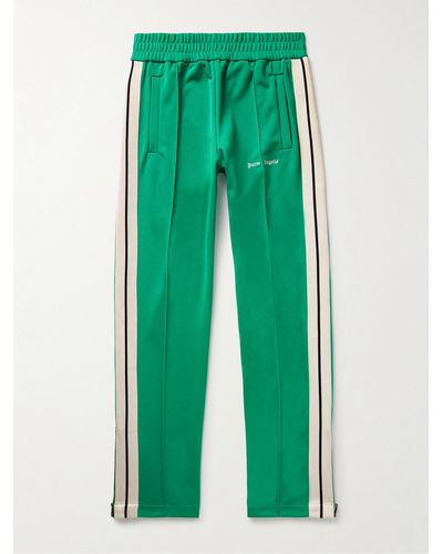Palm Angels Straight-leg Striped Pleated Tech-jersey Track Trousers - Green