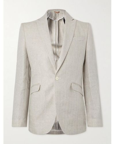 Favourbrook Dawlish Ebury Slim-fit Herringbone Linen Suit Jacket - White