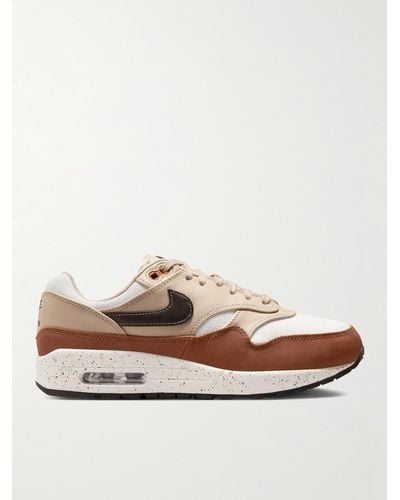 Nike Air Max 1 '87 Mesh-trimmed Leather And Suede Trainers - Brown