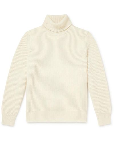 De Petrillo Ribbed Merino Wool And Cashmere-blend Rollneck Sweater - White