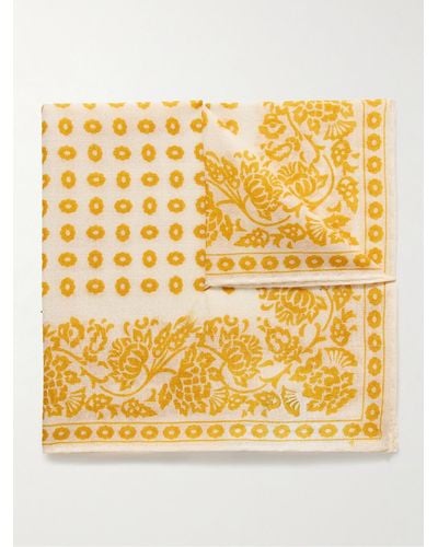 Anderson & Sheppard Floral-print Cashmere Pocket Square - Metallic