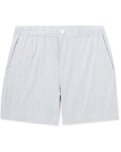 Onia Straight-leg Striped Stretch-cotton Seersucker Shorts - White