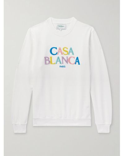 Casablanca Logo-flocked Organic Cotton-terry Sweatshirt - White