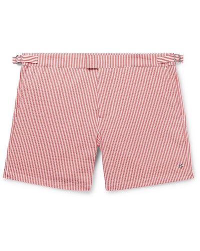 Loro Piana Schooner Straight-leg Mid-length Striped Seersucker Swim Shorts - Pink