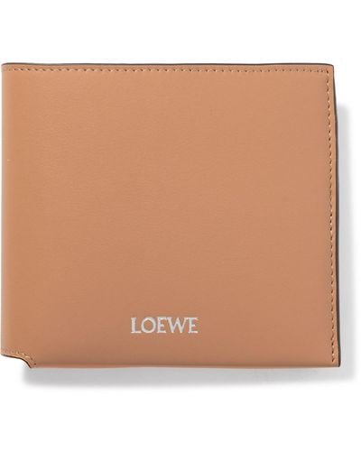 Loewe Logo-print Leather Billfold Wallet - Natural