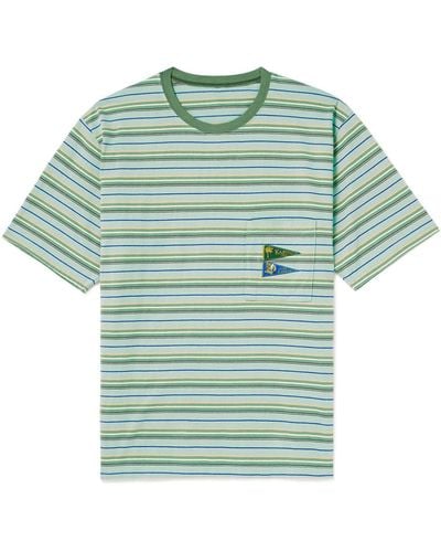 Kapital Logo-appliquéd Striped Cotton-jersey T-shirt - Green
