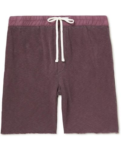 James Perse Straight-leg Poplin-trimmed Supima Cotton-jersey Drawstring Shorts - Purple