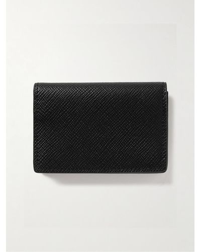 Smythson Panama Cross-grain Leather Bifold Cardholder - Black