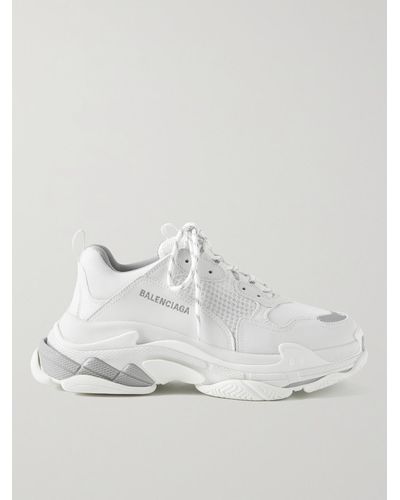 Balenciaga Triple S Mesh And Faux Leather Sneakers - White