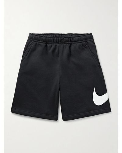 Nike Sportswear Club Straight-leg Logo-print Cotton-blend Jersey Shorts - Black