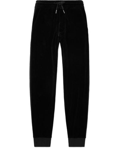 Tom Ford Tapered Cotton-blend Velour Sweatpants - Black