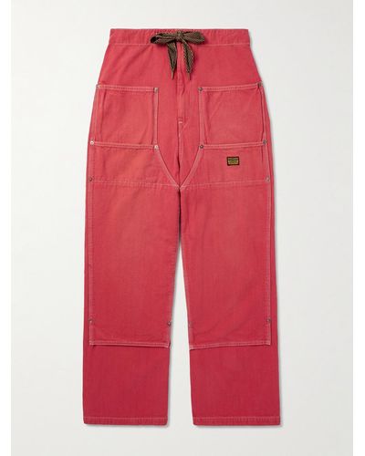 Kapital Pantaloni in tela di cotone a pannelli con coulisse - Rosso