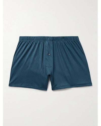 Zimmerli Sea Island Cotton Boxer Shorts - Blue