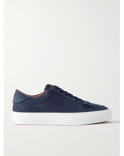 Moncler Monclub Embroidered Suede Trainers - Blue