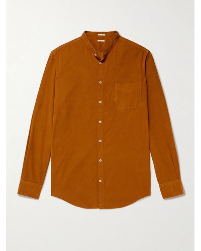 Massimo Alba Noto2 Slim-fit Grandad-collar Cotton-corduroy Shirt - Orange