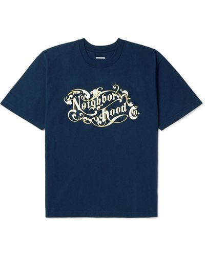 Neighborhood Logo-print Cotton-jersey T-shirt - Blue
