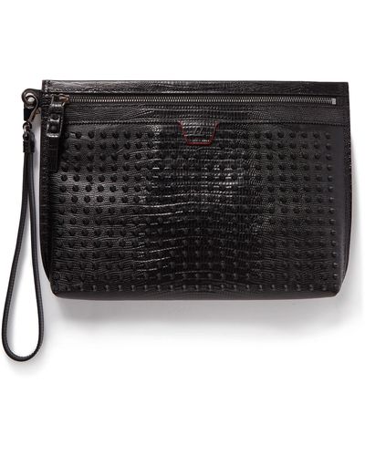 Christian Louboutin City Spiked Croc-effect Leather Pouch - Black