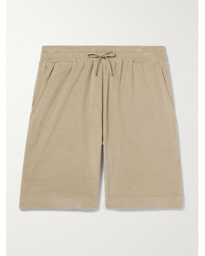 Loro Piana Straight-leg Cotton And Silk-blend Chenille Drawstring Bermuda Shorts - Natural