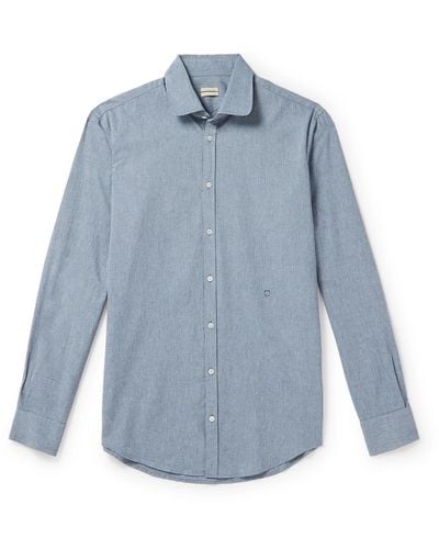 Massimo Alba Canary Cotton-chambray Shirt - Blue