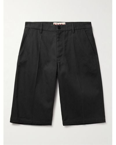 Marni Straight-leg Logo-appliquéd Cotton-blend Gabardine Bermuda Shorts - Black