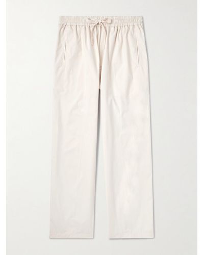 Umit Benan Straight-leg Cotton-poplin Drawstring Pants - Natural