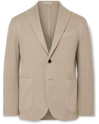Boglioli Unstructured Garment-dyed Stretch-cotton Twill Suit Jacket - Natural