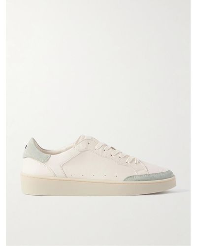 Canali Suede-trimmed Leather Trainers - Natural