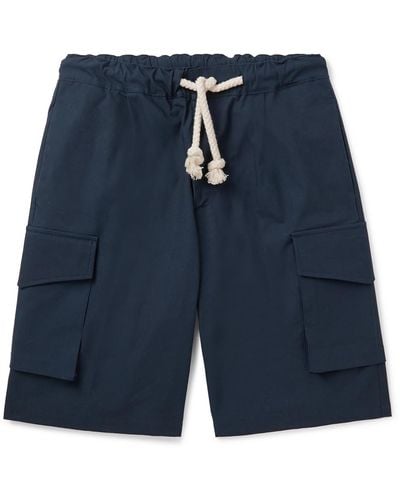 Doppiaa Straight-leg Cotton-blend Ripstop Cargo Shorts - Blue