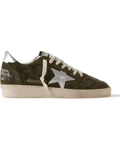 Golden Goose Ball Star Distressed Leather-trimmed Suede Sneakers - Brown