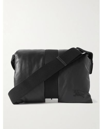 Burberry Umhängetasche aus gepolstertem Leder mit Logostickerei - Schwarz