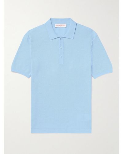 Orlebar Brown Maranon Perforated Cotton Polo Shirt - Blue