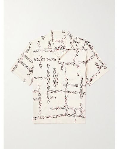 Kardo Hemd aus Baumwolle mit wandelbarem Kragen und Stickereien - Natur