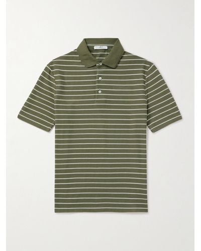 MR P. Gestreiftes Golf-Polohemd aus Biobaumwoll-Piqué - Grün