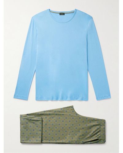 Hanro Night & Day Cotton-jersey Pyjama Set - Blue