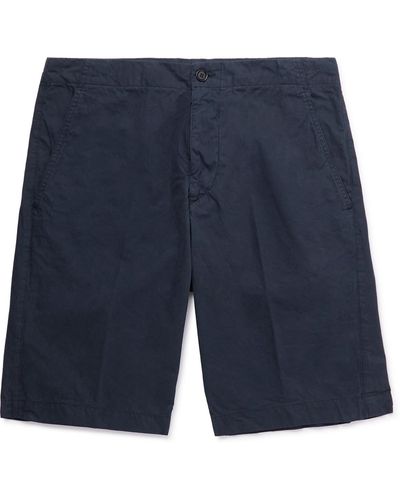 Aspesi Straight-leg Garment-dyed Cotton Bermuda Shorts - Blue