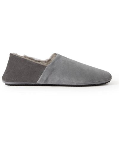 MR P. Babouche Shearling-lined Suede Slippers - Gray