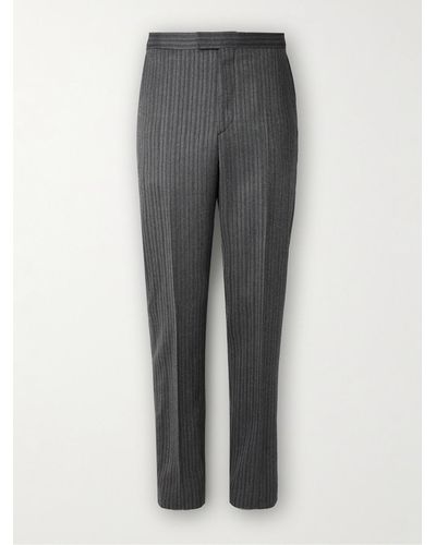Favourbrook Pantaloni slim-fit a gamba dritta in lana a righe Westminster - Grigio