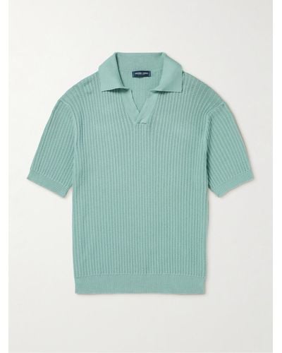 Frescobol Carioca Rino Ribbed Cotton-blend Polo Shirt - Blue