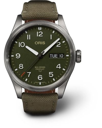 Oris Tlp Big Crown Propilot Limited Edition Automatic 44mm Stainless Steel And Canvas Watch - Gray