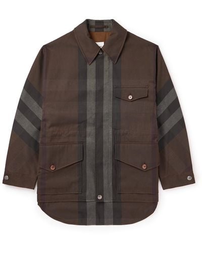 Burberry Checked Shell Coat - Brown