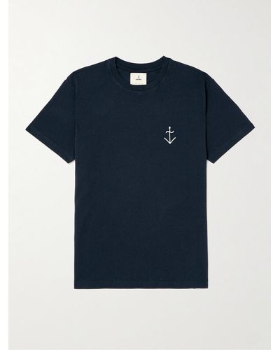 La Paz Slim-fit Logo-emboidered Cotton-piqué T-shirt - Blue