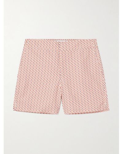 Frescobol Carioca Copacabana Straight-leg Mid-length Printed Recycled Swim Shorts - Pink