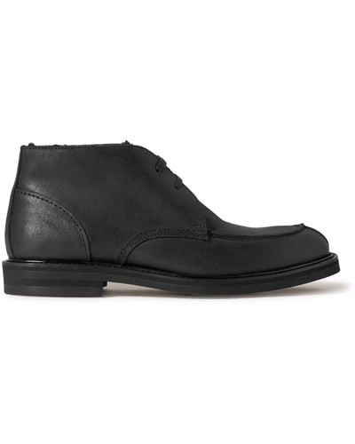 MR P. Andrew Split-toe Shearling-lined Waxed-suede Chukka Boots - Black