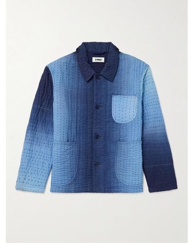 YMC Arbeitsjacke aus gesteppter Baumwolle mit Farbverlauf - Blau