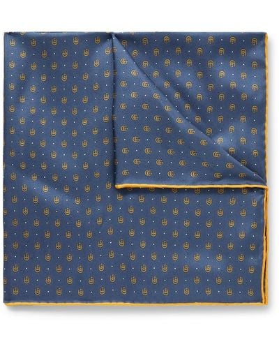 Gucci Logo-print Silk-twill Pocket Square - Blue