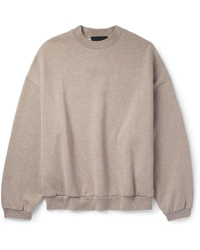 Fear Of God Logo-appliquéd Cotton-blend Jersey Sweatshirt - Natural