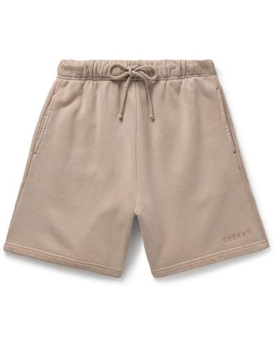 CHERRY LA Baja Logo-embroidered Cotton-jersey Drawstring Shorts - Natural