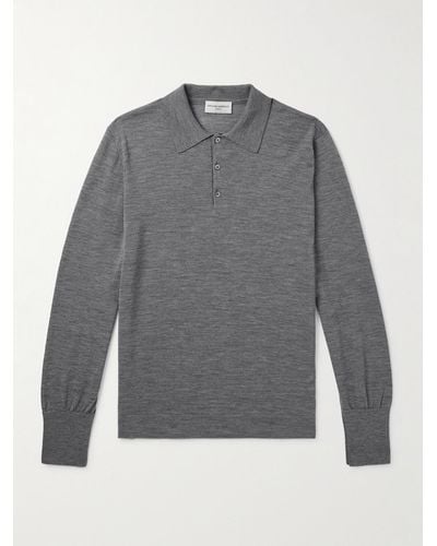 Officine Generale Polo slim-fit in lana Brutus - Grigio