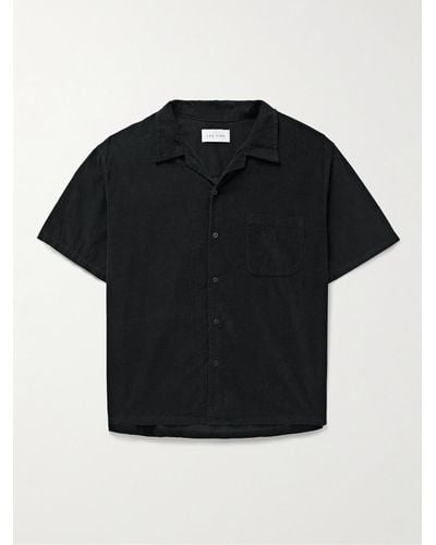 Les Tien Camp-collar Cotton-corduroy Shirt - Black
